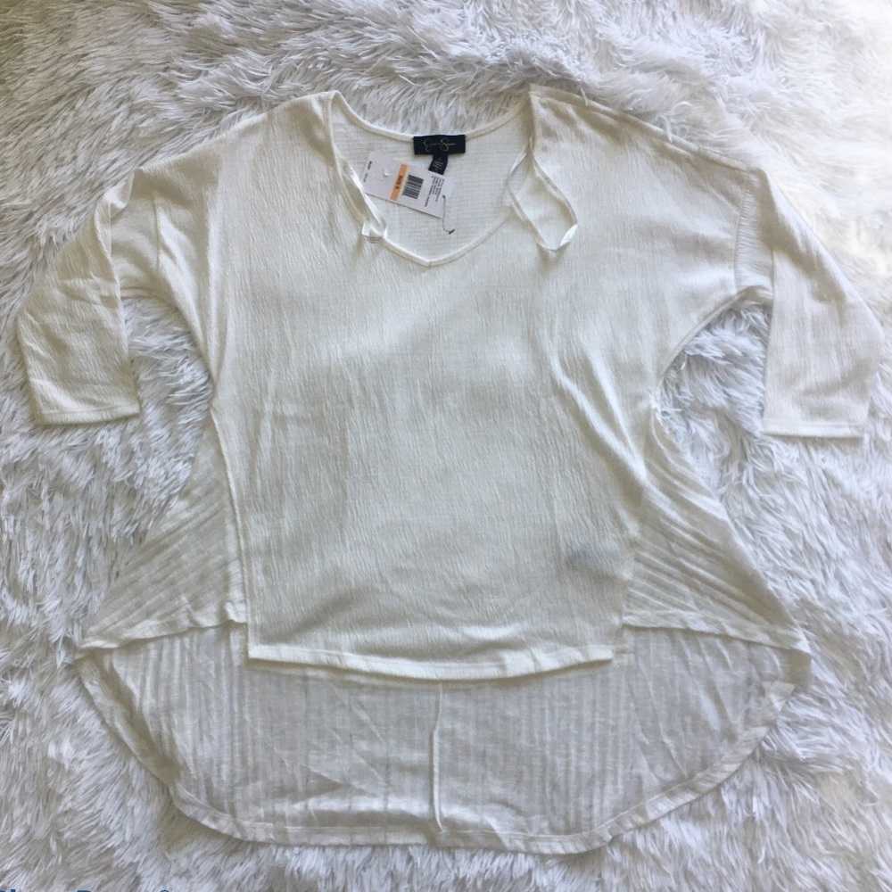 Jessica Simpson off white high low blouse Small